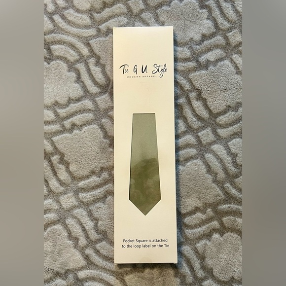TIE G U Style Other - TIE G U Style Sage Green Satin Tie & Pocket Square Set – New in Gift Box